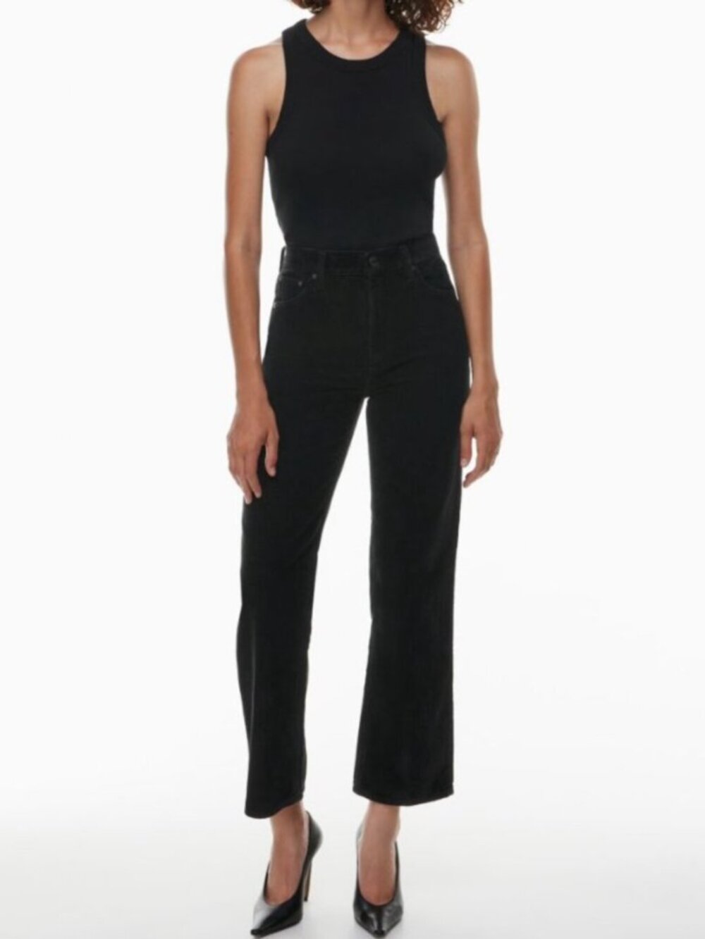 Aritzia Denim Forum The Arlo High-Rise Straight Corduroy Jeans in Black